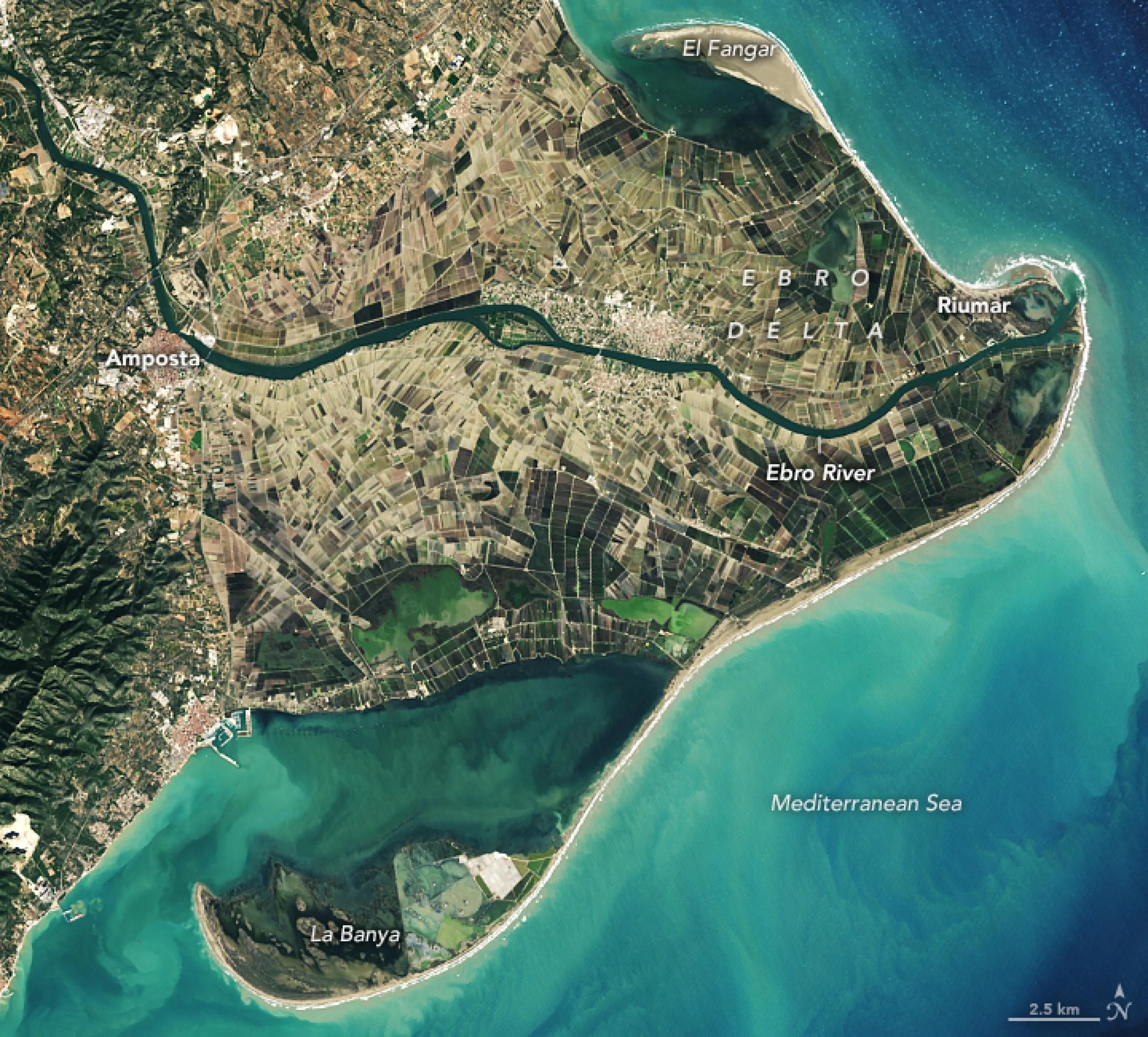 Imagen satelital de la costa mediterránea de España tomada el 7 de noviembre de 2021