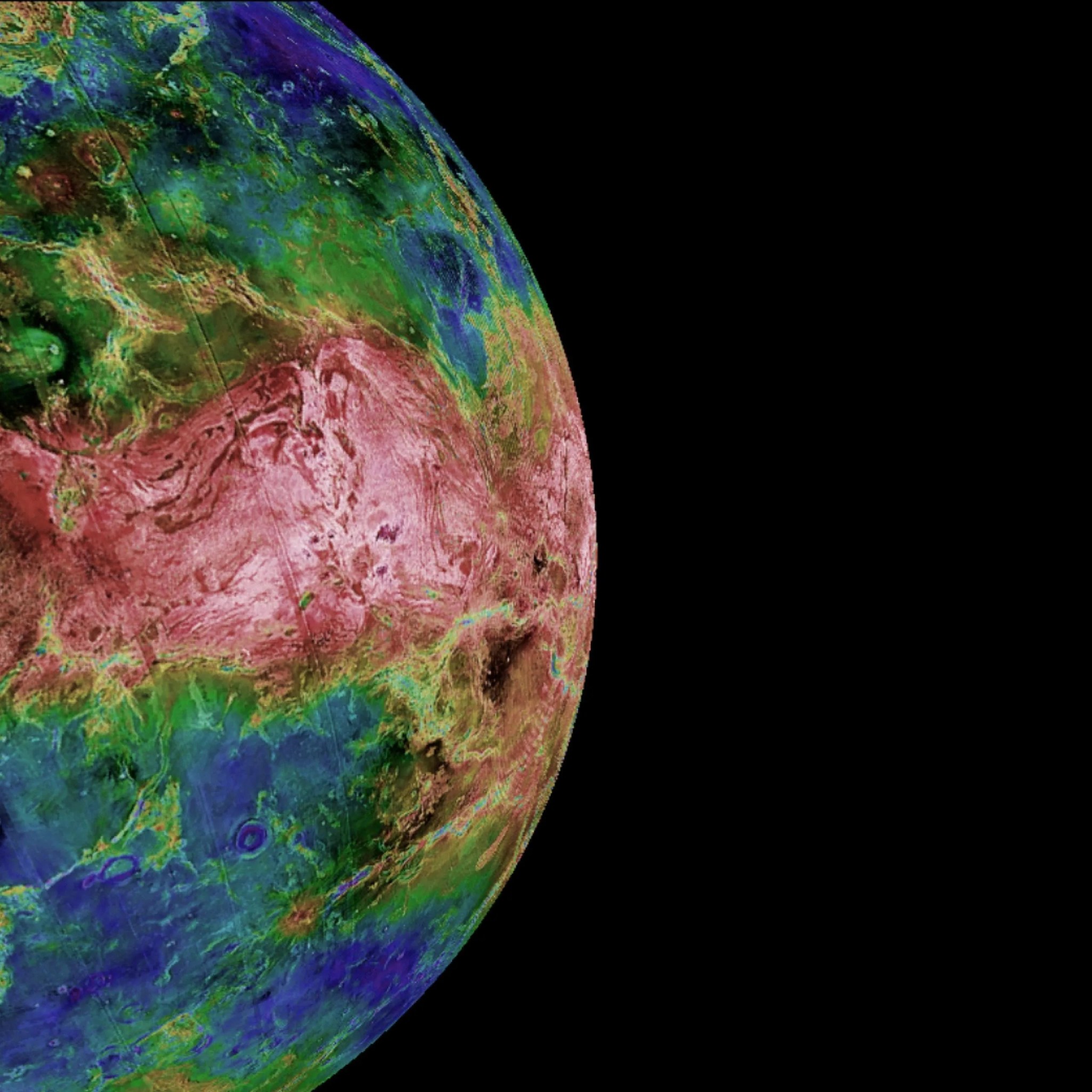 Las características de la superficie que se ven en las imágenes WISPR (arriba) coinciden con las que se ven en las de la misión Magellan (abajo). Créditos: NASA/APL/NRL (arriba), Magellan Team/JPL/USGS (abajo).