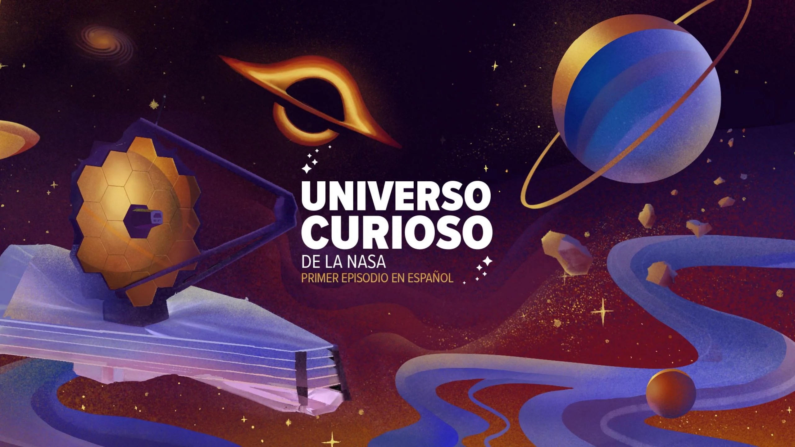 Ilustración de portada de Universo Curioso, primer episodio en español