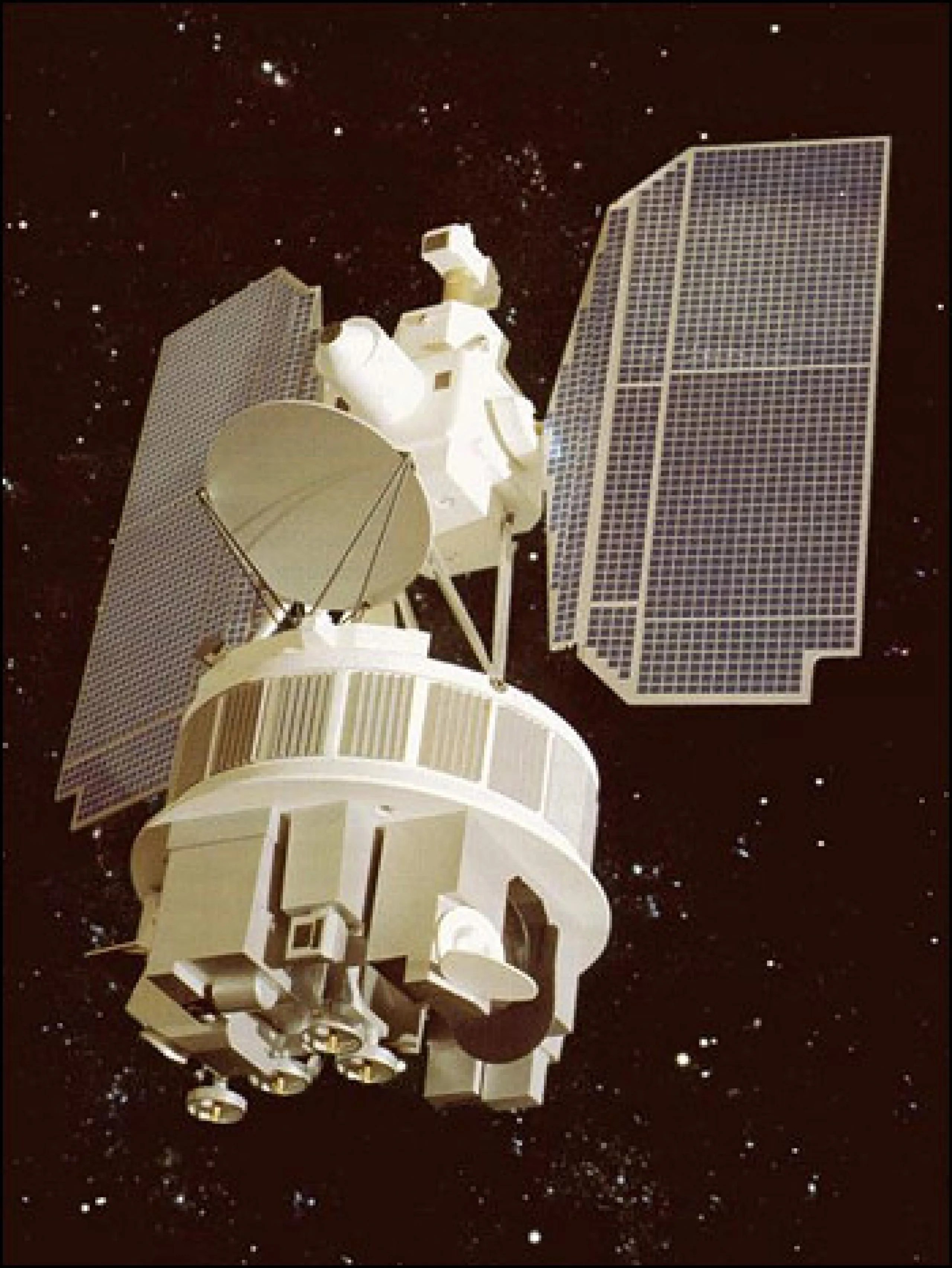 A partir de 1964 y durante los siguientes 20 años, la serie de misiones Nimbus fue la principal plataforma de investigación y desarrollo de EE.UU. para la teledetección de la Tierra por satélite. Siete satélites Nimbus se lanzaron a lo largo de catorce años. Cada misión enseñó a los científicos no solo algo nuevo sobre el sistema terrestre, sino también sobre cómo crear, operar y mejorar la tecnología para observar la Tierra desde el espacio. La imagen es un dibujo artístico del diseño general de la serie N