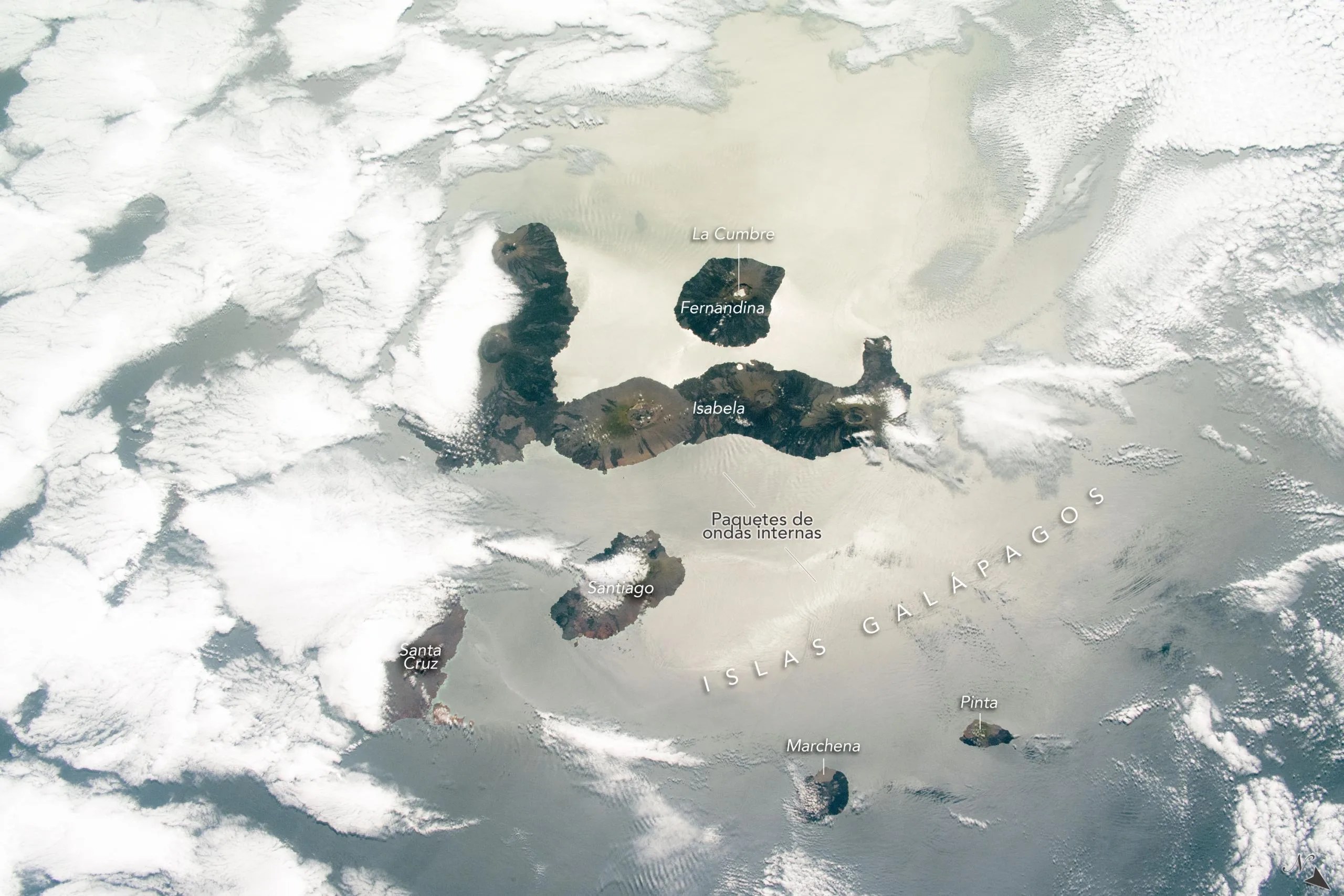 Islas Galápagos desde la estación espacial.