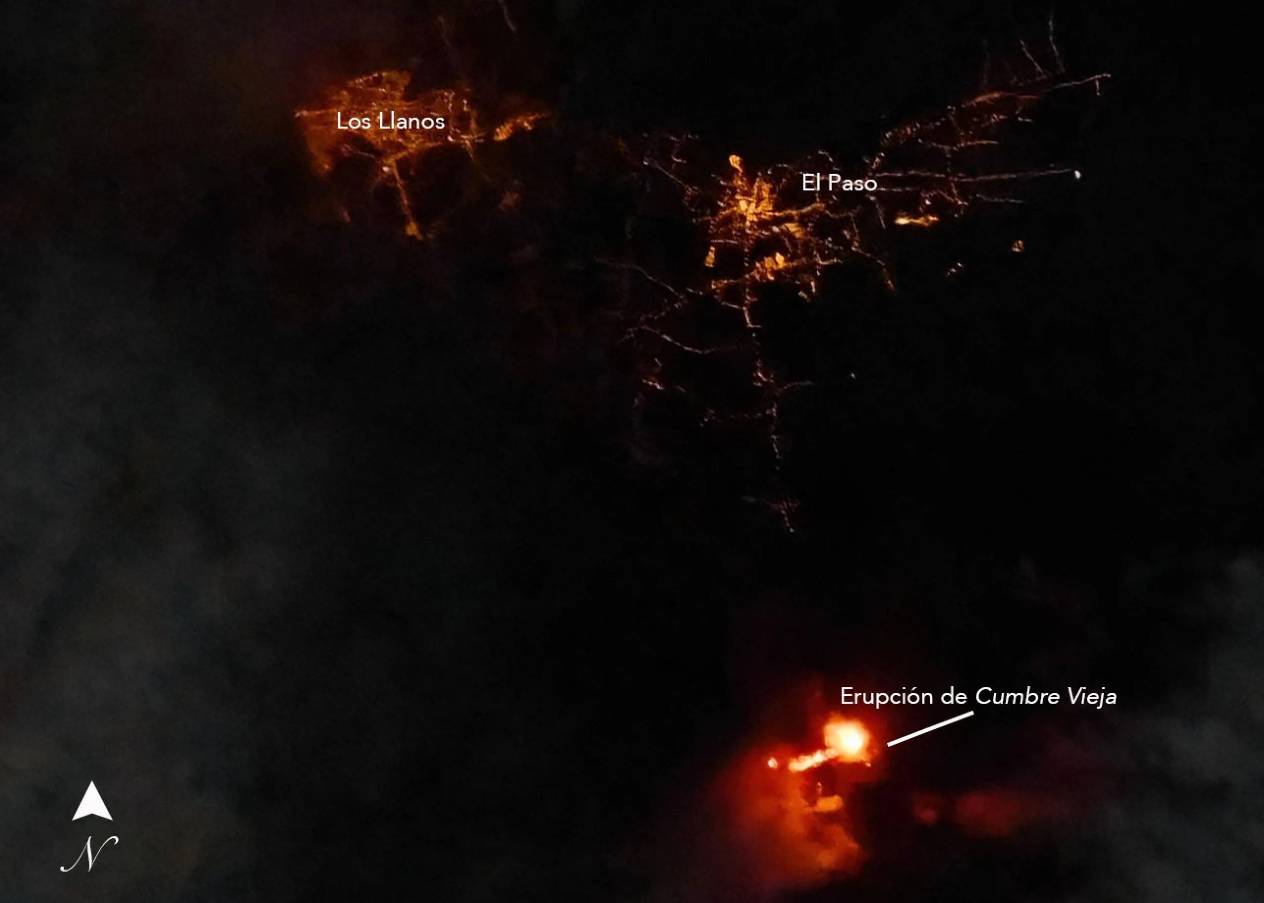 Erupción del volcán Cumbre Vieja vista desde el espacio