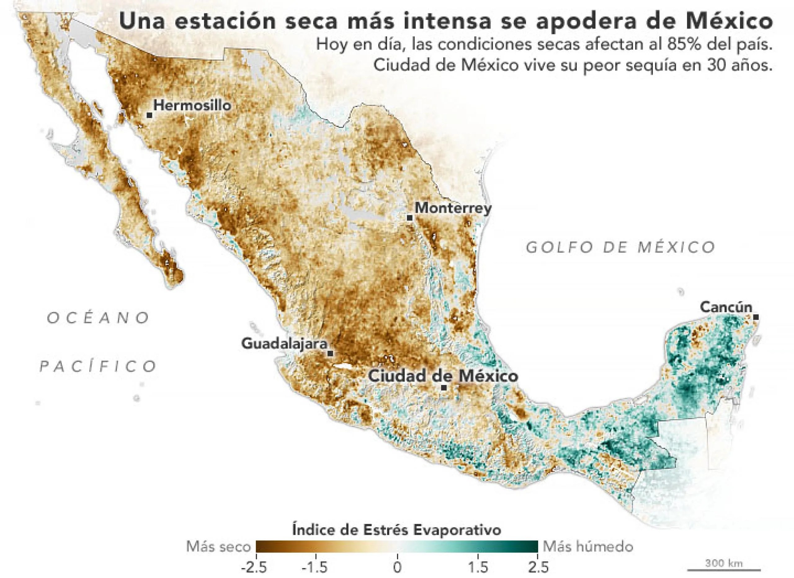 Mapa sequía en México