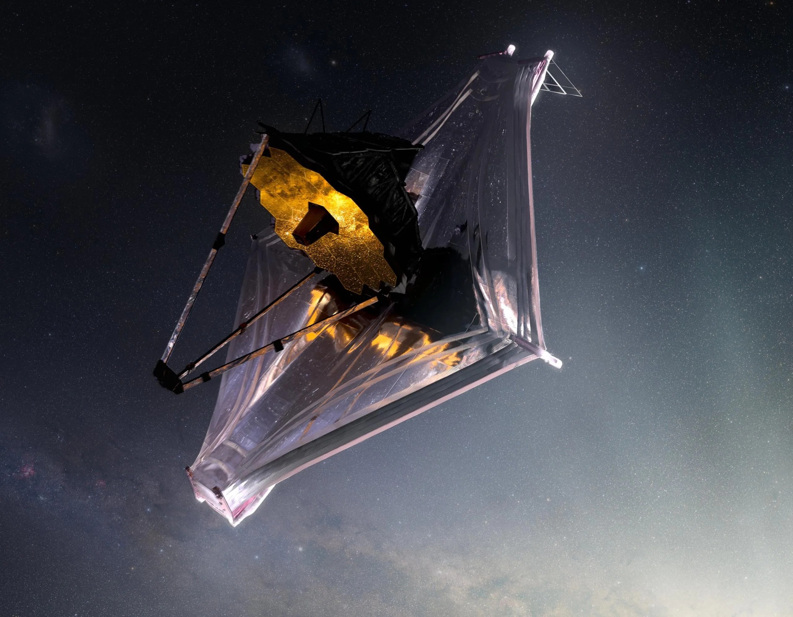 Ilustración del telescopio espacial James Webb en el espacio