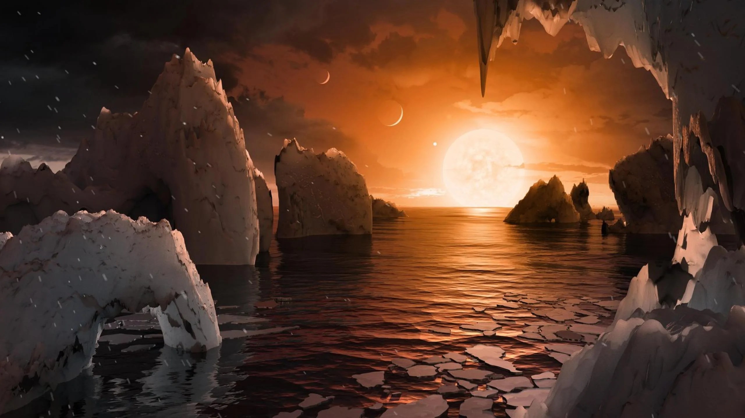 Ilustración planeta en el sistema de TRAPPIST-1