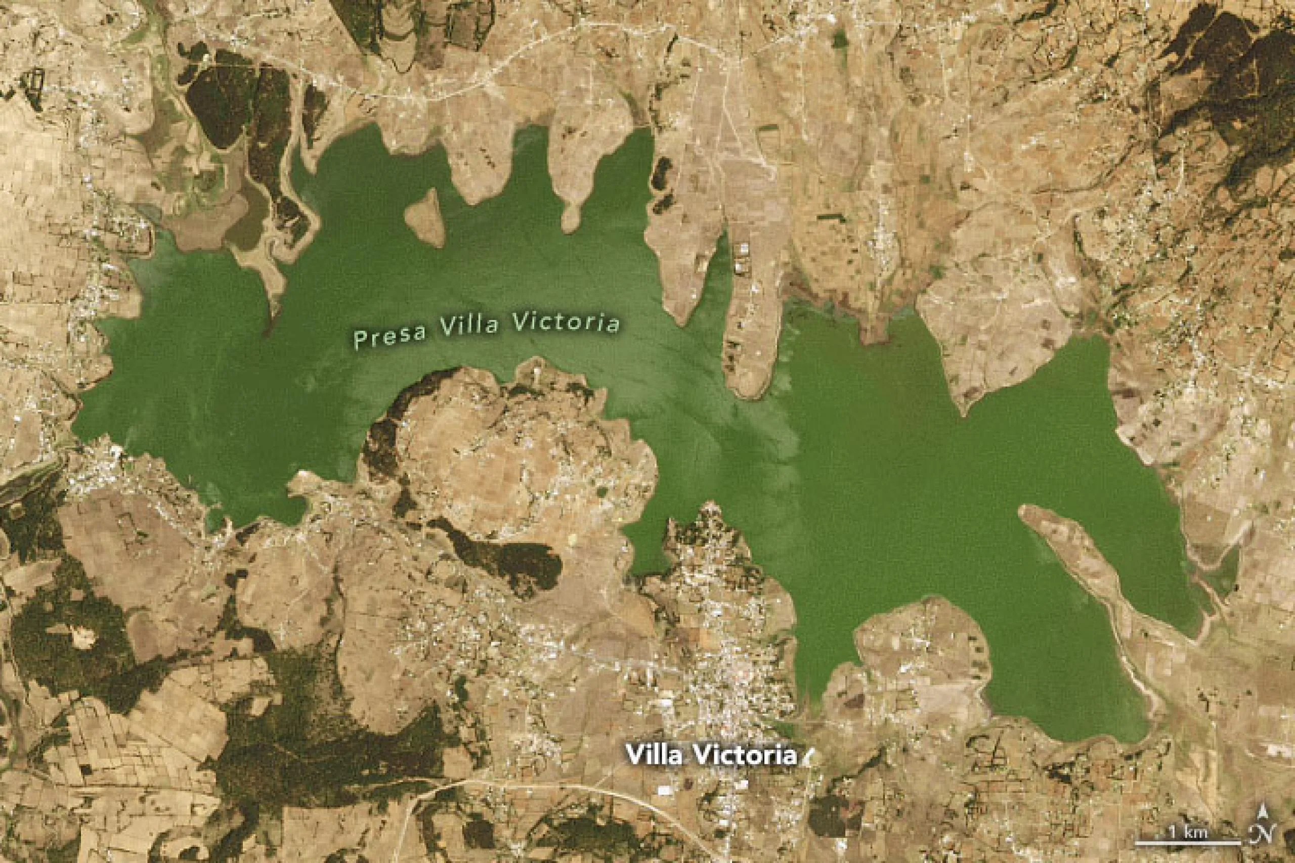 Mapa sequía Presa Villa Victoria en México