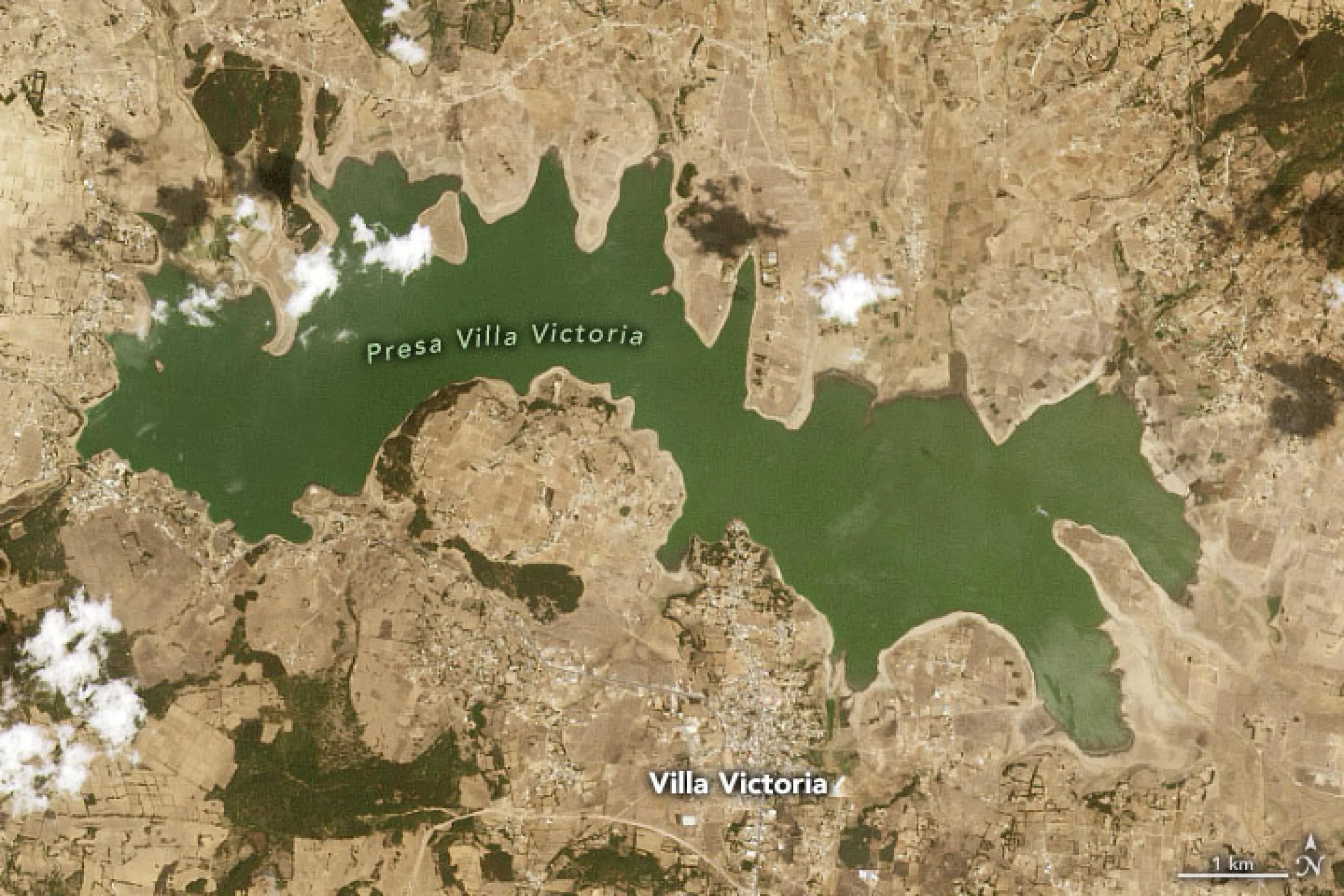 Mapa sequía Presa Villa Victoria en México