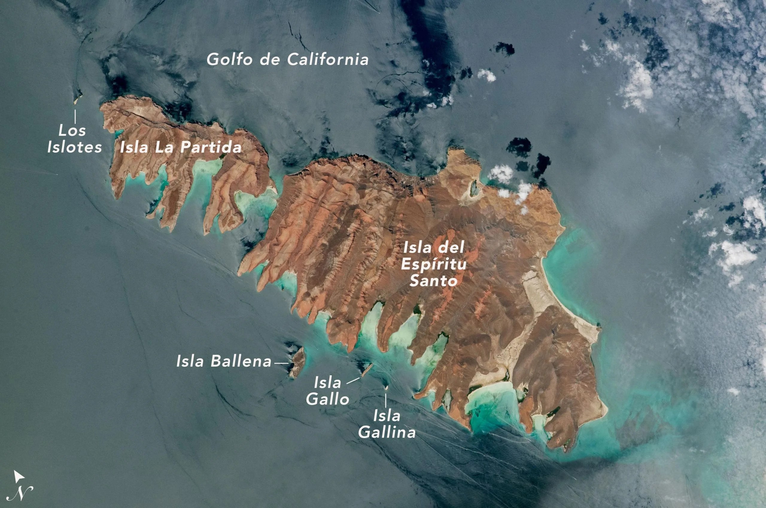 Imagen del archipiélago de Espíritu Santo obtenida desde la Estación Espacial Internacional.