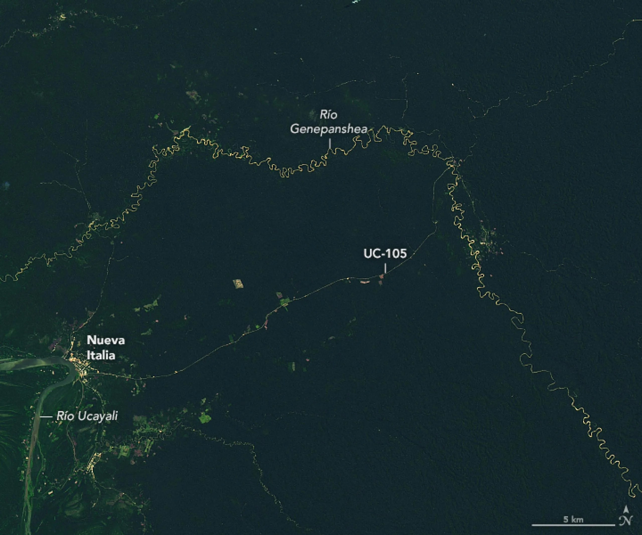 La deforestación sigue un camino a través de Ucayali - NASA Ciencia