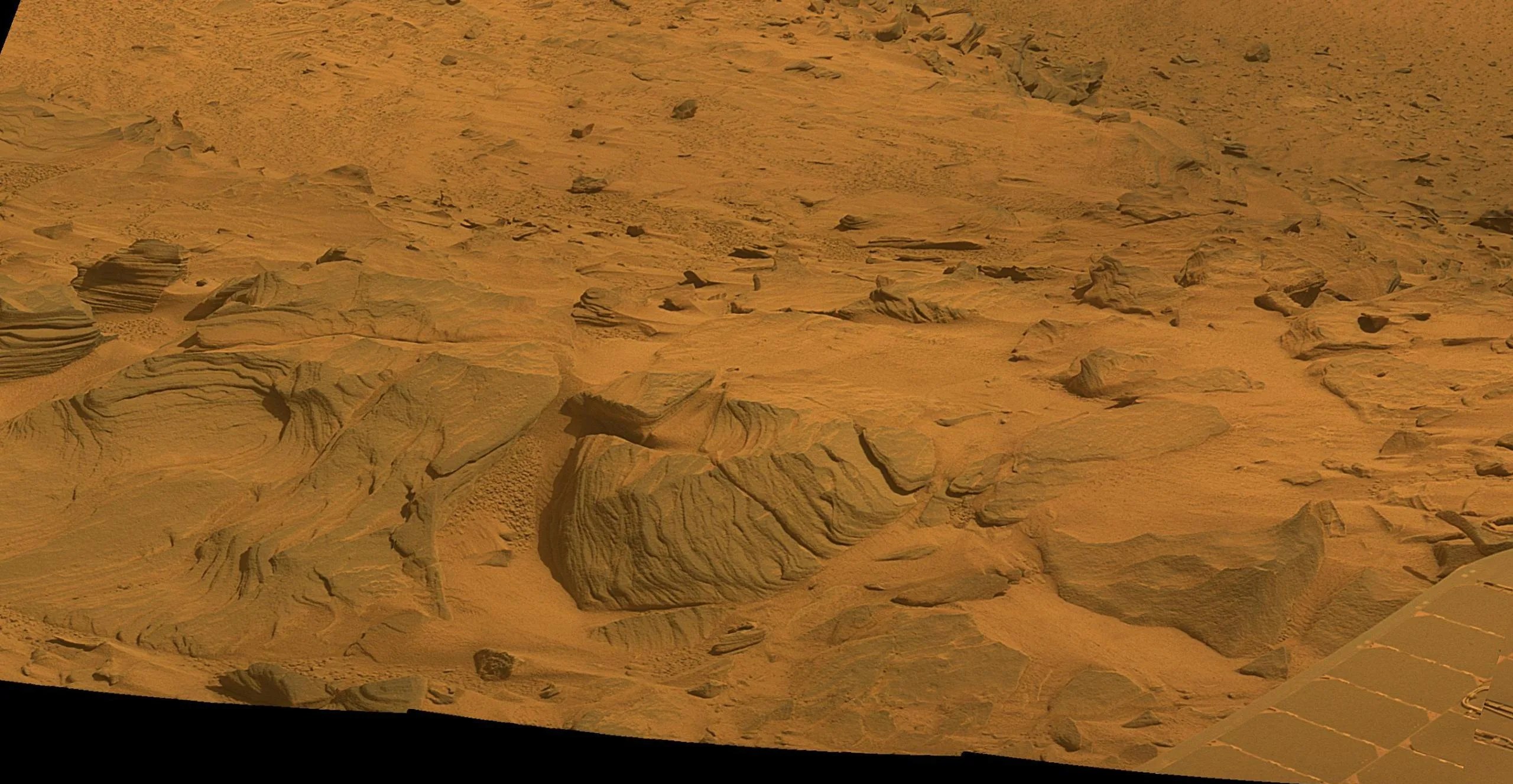 Una vista de un área en el Valle Oeste de Marte tomada por el rover marciano Spirit.