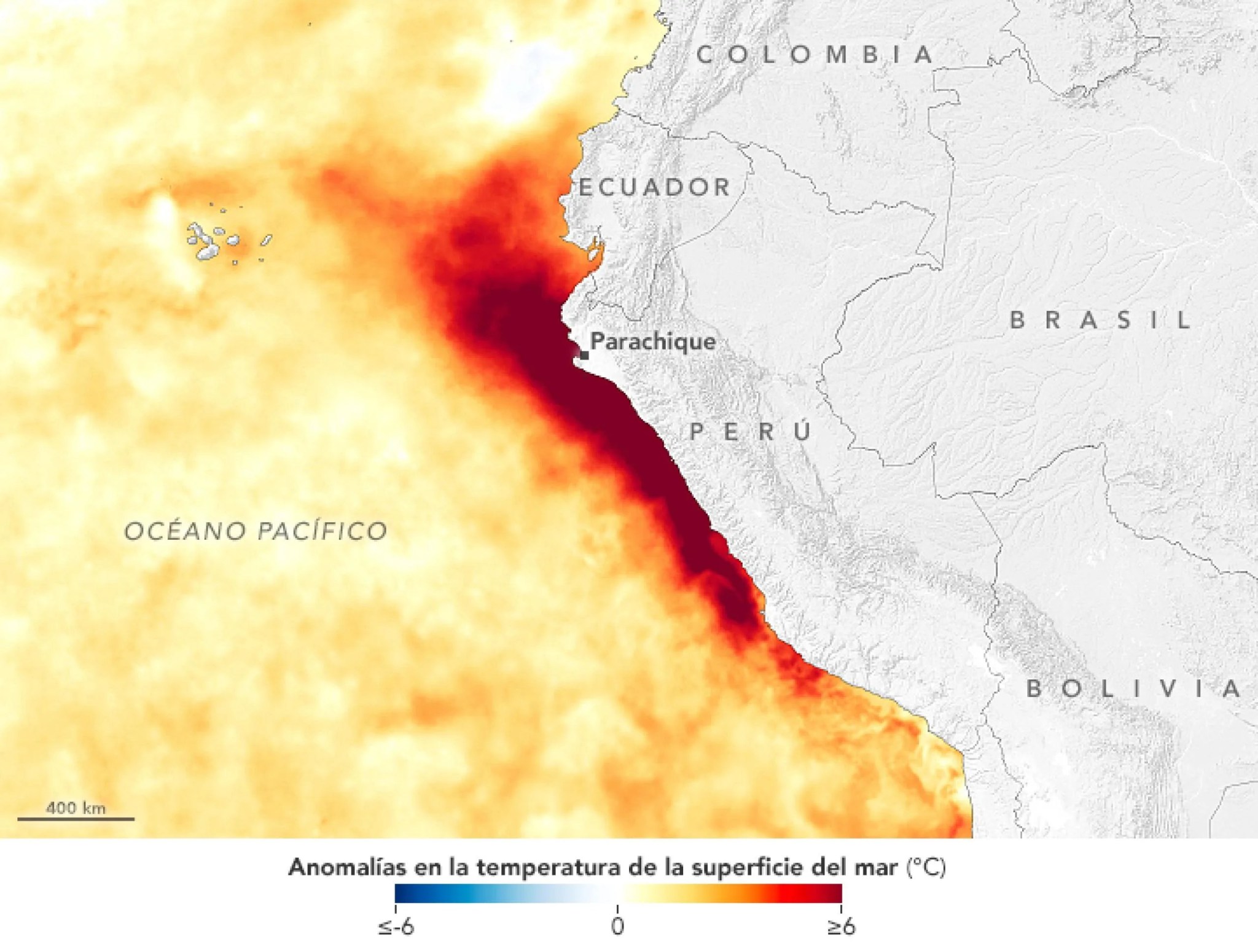 Mapa que muestra las anomalías en la temperatura de la superficie del mar el 4 de abril de 2023.