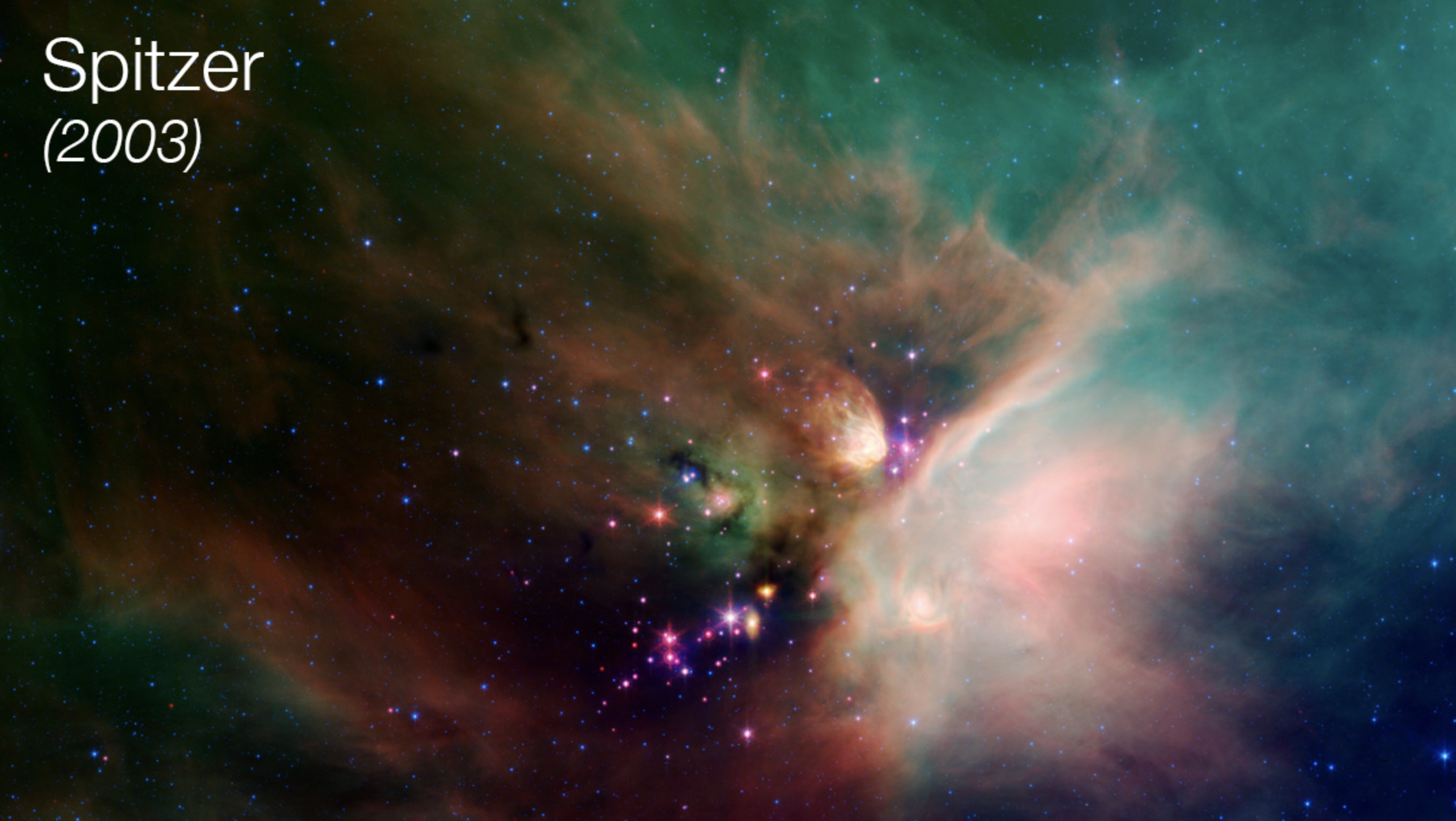 Imagen de la región Ro Ofiuco captada por el telescopio Spitzer de la NASA en 2003.