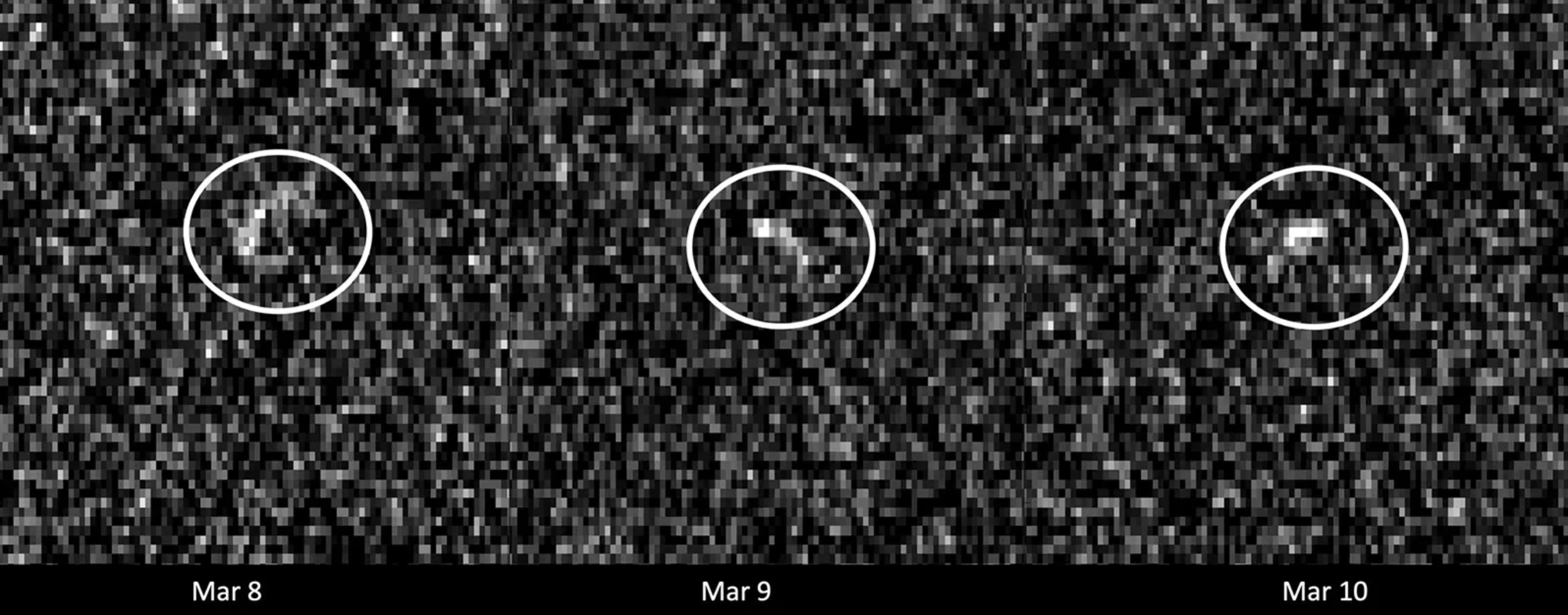 Imágenes del asteroide Apofis fueron registradas en marzo de 2021 por antenas de radio en el complejo Goldstone de la Red del Espacio Profundo en California y el telescopio Green Ban en Virginia Occidental.