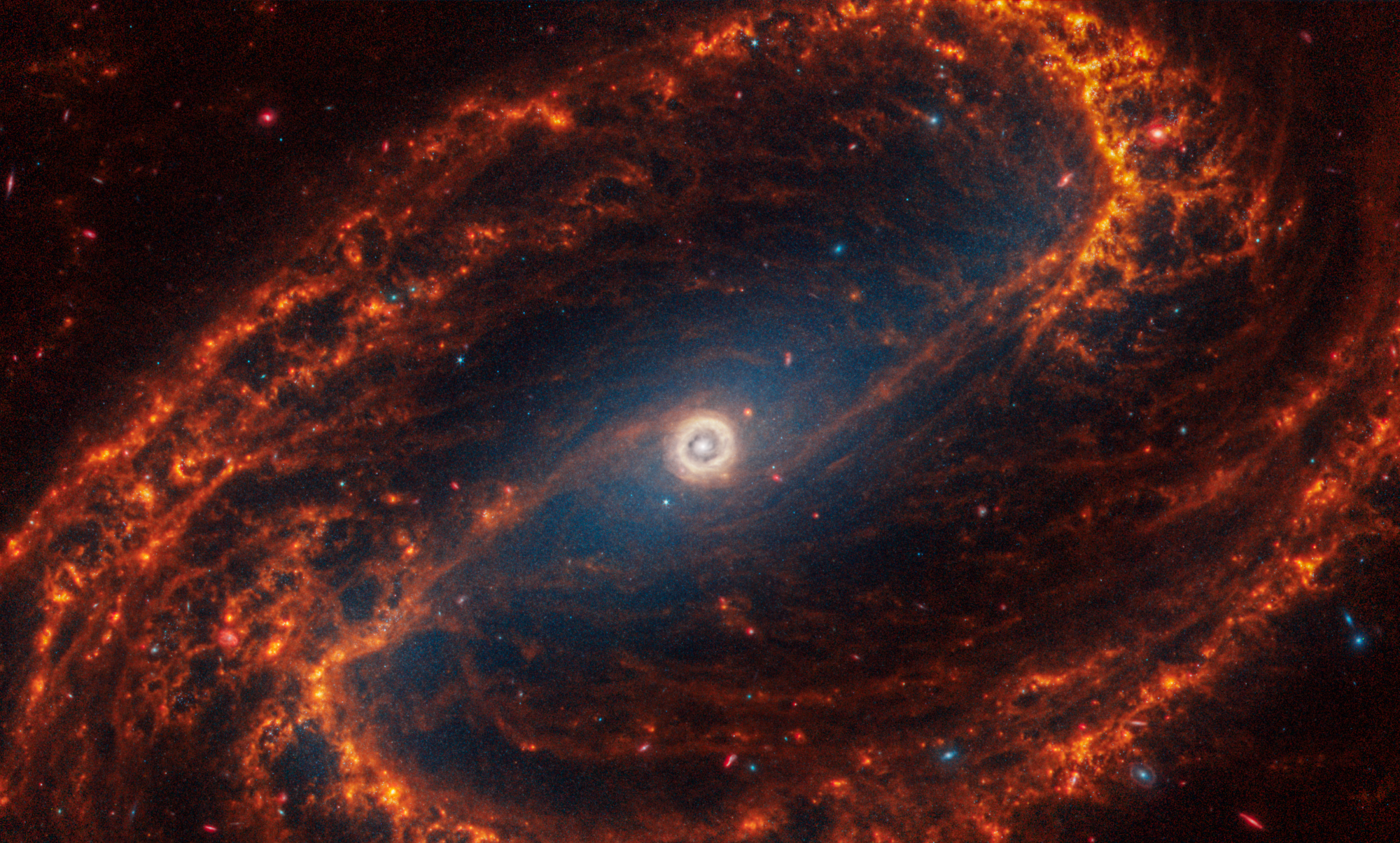 La galaxia espiral NGC 1300, situada a 69 millones de años luz en la constelación de Erídano, destacando su estructura majestuosa y los intrincados patrones de sus brazos espirales.