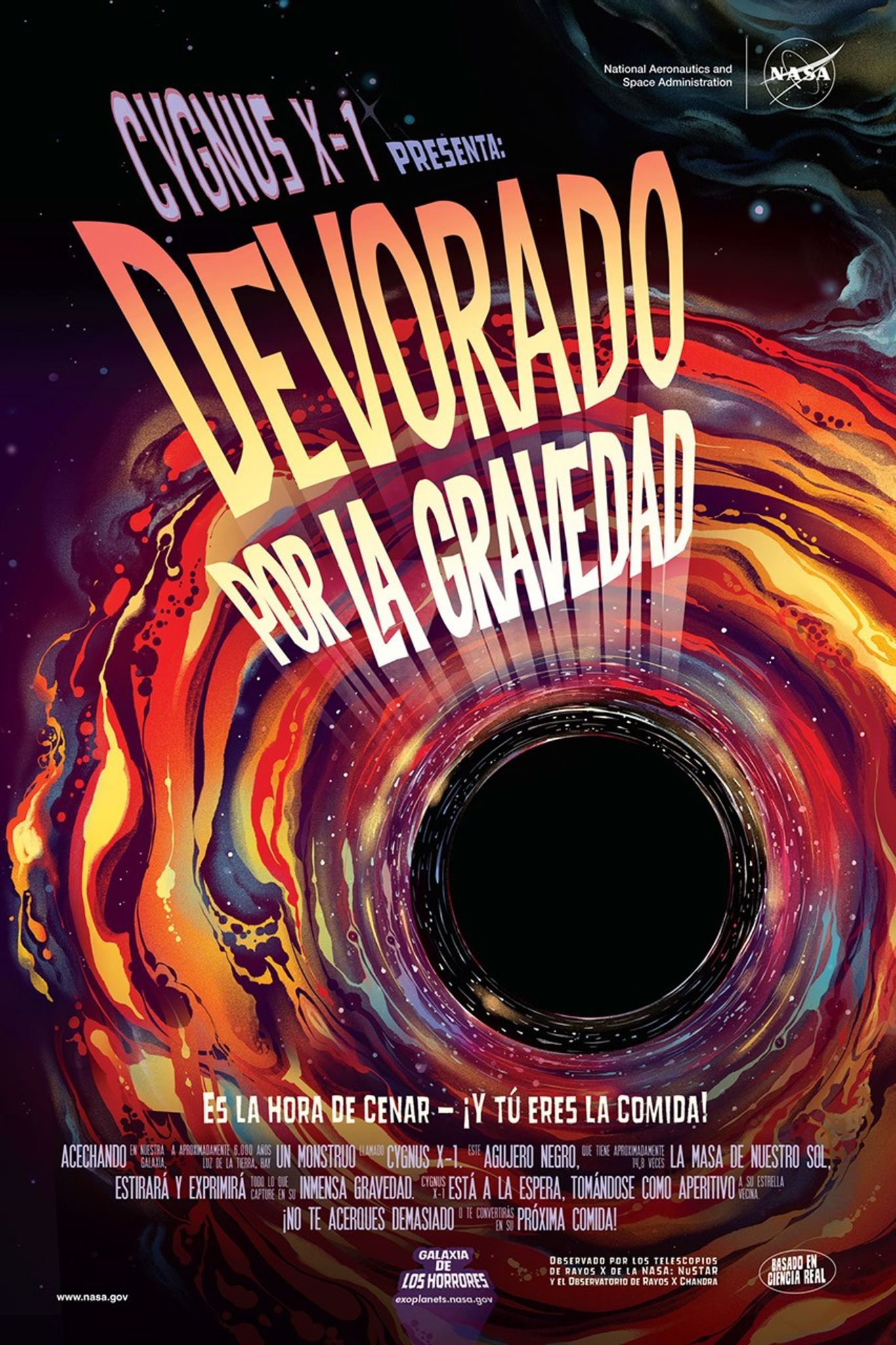 Una colorida ilustración de una casa negra con remolinos de colores en los bordes y una negrura infinita en el centro.